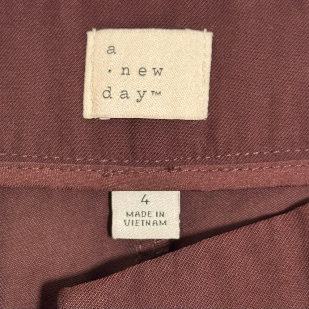 A New Day High Rise Wide Leg Pants Burgundy Size 4 - Picture 6 of 11